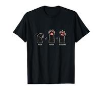 Rock Paper Scissors, Simpatico Gioco a Mano con Zampa Rosa, Gatto Nero Maglietta
