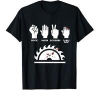Rock Paper Scissors Table Saw Funny Carpenter Black Men's T-Shirt L