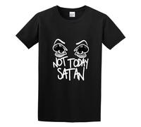 Rock Paper Sisters Slogan: Not Today Satan Eyes Men's T-Shirt Unisex Black Cotton Hip Hop Print Tee Shirts L