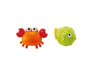 ROCK POOL SQUIRTERS granchio e pesce palla LITTLE SPLASHERS silicone HAPE abs E0