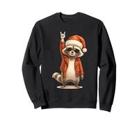 Rock Raccoon Santa Uomini Donne Bambini Divertente Brutto Natale Felpa