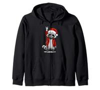 Rock Raccoon Santa Uomini Donne Bambini Divertente Brutto Natale Felpa con Cappuccio