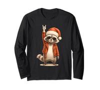 Rock Raccoon Santa Uomini Donne Bambini Divertente Brutto Natale Maglia a Manica