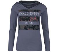 Rock Rebel by EMP Donna camicia blu a maniche lunghe con stampa di rose M