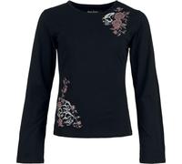 Rock Rebel by EMP Donna Camicia Nera a Maniche Lunghe con Stampa Skull & Roses M