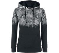 Rock Rebel by EMP Donna Felpa Nera con Cappuccio con Stampa Teschio S