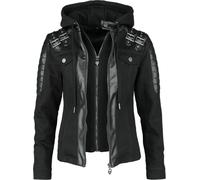 Rock Rebel by EMP Donna Giacca biker nera in denim con dettagli in ecopelle M