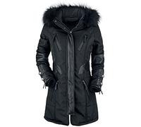 Rock Rebel by EMP Donna Giacca invernale lunga nera con dettagli in similpelle L