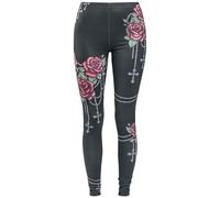 Rock Rebel by EMP Donna Leggings Neri con Rose e croci