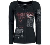 Rock Rebel by EMP Donna Maglia Nera a Maniche Lunghe con Allacciatura