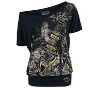 Rock Rebel by EMP Donna Maglietta Nera con Stampa di Chitarra S