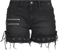 Rock Rebel by EMP Donna Pantaloncini Neri con allacciature Laterali 31