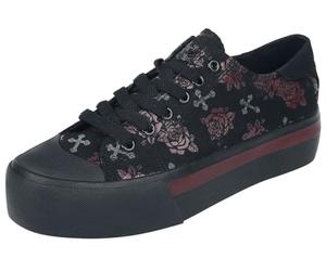 Rock Rebel by EMP Donna Sneakers Nere con Stampa Croce e Rose EU39