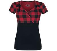 Rock Rebel by EMP Donna T-Shirt a Quadri Nera e Rossa in Stile Rockabilly M
