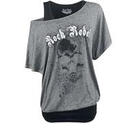 Rock Rebel by EMP Donna T-Shirt Grigia a Doppio Strato M