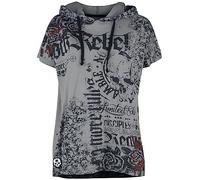 Rock Rebel by EMP Donna T-Shirt Nera Taglio Comodo con Stampa XL