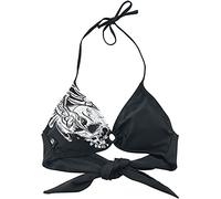 Rock Rebel by EMP Donna Top Bikini Nero a Triangolo con Stampa Teschio L