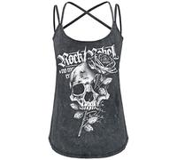 Rock Rebel by EMP Donna Top Grigio con Lavaggio e Stampa Vintage L