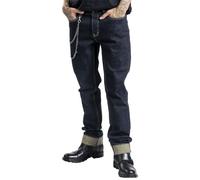 Rock Rebel by EMP Uomo Blue Jeans con Logo Ricamato e Borchie Teschio W32L32