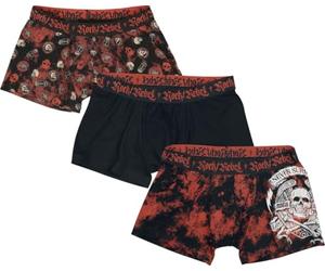 Rock Rebel by EMP Uomo Boxer Nero a Tre Pezzi con Stampa L
