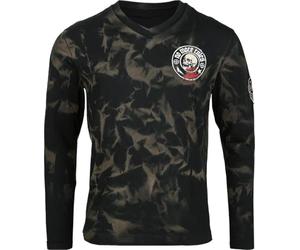 Rock Rebel by EMP Uomo Camicia a Maniche Lunghe Nera con Stampa Frontale/Posteriore e Patch sulla Parte Superiore del Braccio M