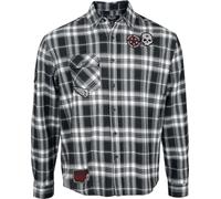 Rock Rebel by EMP Uomo Camicia a Maniche Lunghe Nera/Grigia con taschini sul Petto e Toppe XXL