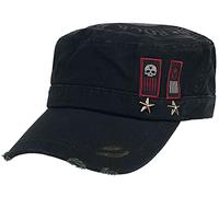Rock Rebel by EMP Uomo Cappello Militare Nero con Stampa, Toppe e Rivetti One Size