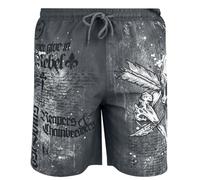 Rock Rebel by EMP Uomo Costume da Bagno Grigio Scuro con Slip a Rete e Grande Stampa M