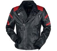 Rock Rebel by EMP Uomo Giacca in pelle nera con dettagli rossi