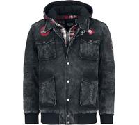 Rock Rebel by EMP Uomo Giacca invernale nera con lavaggio personalizzato