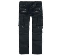 Rock Rebel by EMP Uomo Jeans a Vita Media Neri con Molte Tasche W34L32