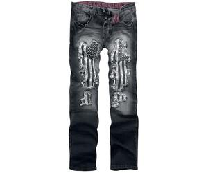 Rock Rebel by EMP Uomo Jeans Blu Scuro con Aspetto usurato W40L34