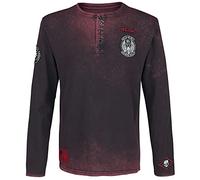 Rock Rebel by EMP Uomo Maglia a Maniche Lunghe Nera e Rossa con Stampa M