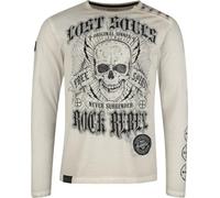 Rock Rebel by EMP Uomo Maglia grigia a maniche lunghe con stampa frontale e patch M