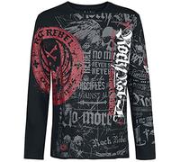 Rock Rebel by EMP Uomo Maglia Nera a Maniche Lunghe con Stampa all-Over