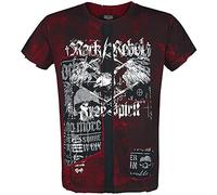 Rock Rebel by EMP Uomo Maglia Rosso-Nera con Stampa Rocky L
