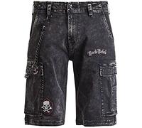 Rock Rebel by EMP Uomo Pantaloncini in Denim Grigio con Toppe e Catene L