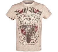 Rock Rebel by EMP Uomo T-Shirt Beige con Scollo Rotondo e Stampa M
