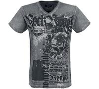 Rock Rebel by EMP Uomo T-Shirt Grigia con Stampa Rocky Allover M