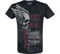 Rock Rebel by EMP Uomo T-Shirt Nera con Stampa all-Over XL