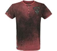 Rock Rebel by EMP Uomo T-Shirt Rossa Vintage con Toppe L