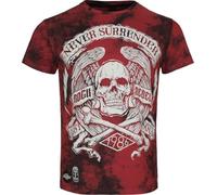 Rock Rebel by EMP Uomo t-Shirt Rosso-Nera Never Surrender con Teschio in Look Batik L