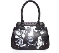 Rock Rebel Universale Mostri Collage Nero e Bianco Chiusura Magnetica Borsa