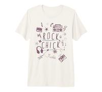 Rock Retro Doodle Anni '80 Musica Rock & Roll Chicks Donne Maglietta Premium