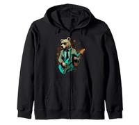Rock & Roll Bear Che Suona Una Chitarra Felpa con Cappuccio