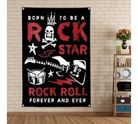 Rock & Roll Forever And Ever Poster e stampe su tela arazzo per fan del rock, bandiera vintage hard & punk metal da appendere alla parete, per club, bar, pub, caffetteria, decorazione da parete per la