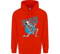 Rock & Roll Forever Aria Chitarra Scheletro Teschio Bambini Felpa con Cappuccio
