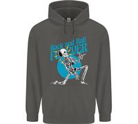 Rock & Roll Forever Aria Chitarra Scheletro Teschio Bambini Felpa con Cappuccio