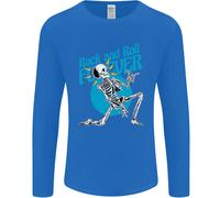 Rock & Roll Forever Chitarra Aerea Scheletro Teschio Uomo Manica Lunga T-Shirt