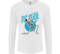 Rock & Roll Forever Chitarra Aerea Scheletro Teschio Uomo Manica Lunga T-Shirt